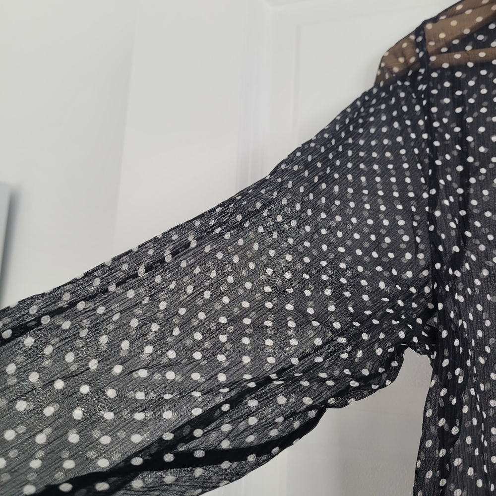Sezane Black and White Polka Dot Sheer Blouse Sz 8 (US- Fr Sz 40) - Picture 2 of 4